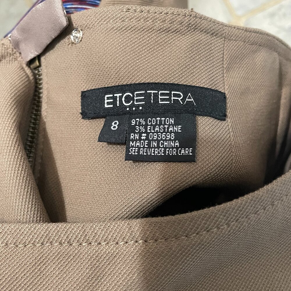 Etcetera Brown Buckle Accent Straight Skirt Cotton Blend Size 8 - Picture 4 of 6